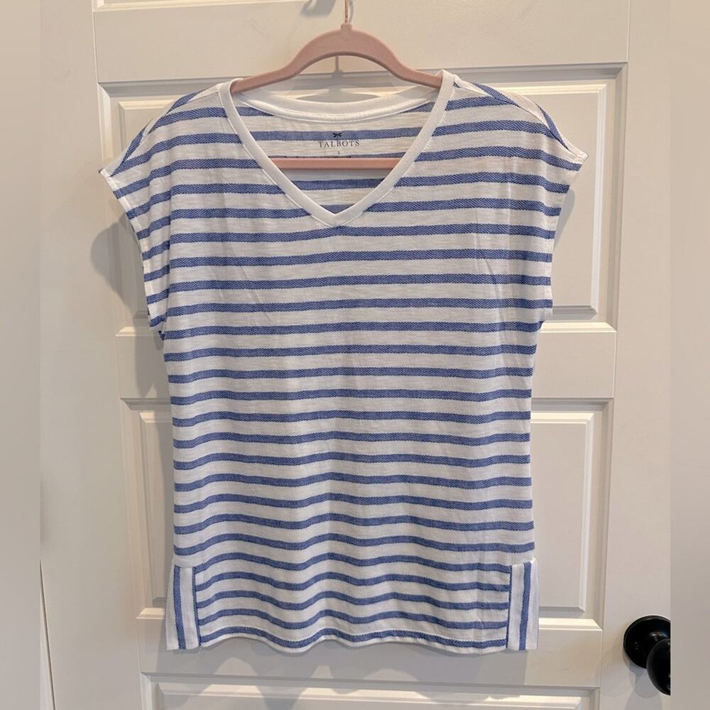 Talbots Stripe V-Neck T-Shirt Blouse